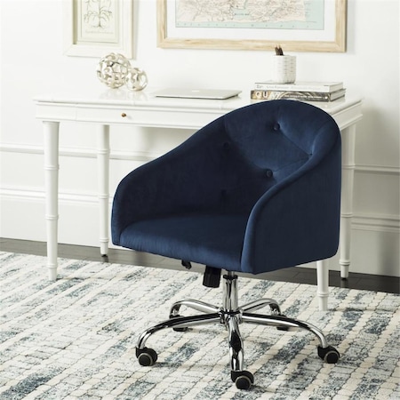 Safavieh Amy Tufted Velvet Chrome Leg Swivel Office Chair, Navy OCH4500B